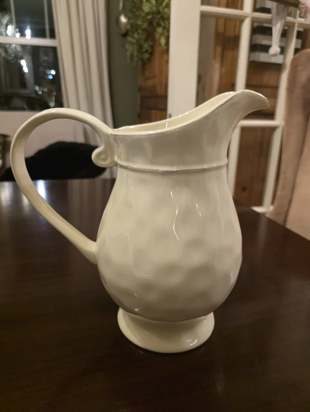 Pier 1 Martillo Creme Brulee Ceramic Pitcher with Subtle Textured Finish